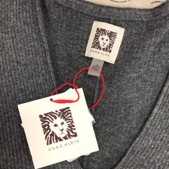 Anne Klein Rib V-Neck Sweater - Picture 3 of 4